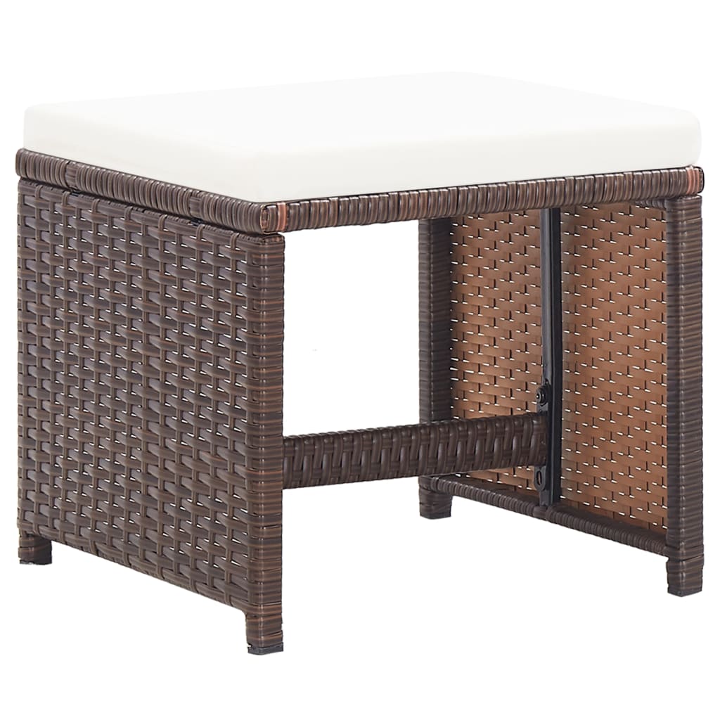 

vidaXL Tuinkrukken 2 st met kussens poly rattan bruin