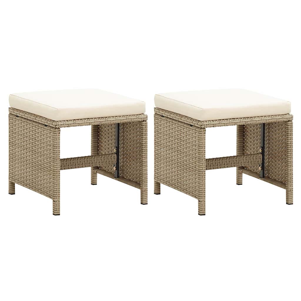 vidaXL Tr&auml;dg&aring;rdsstolar 2 st med dynor konstrotting beige