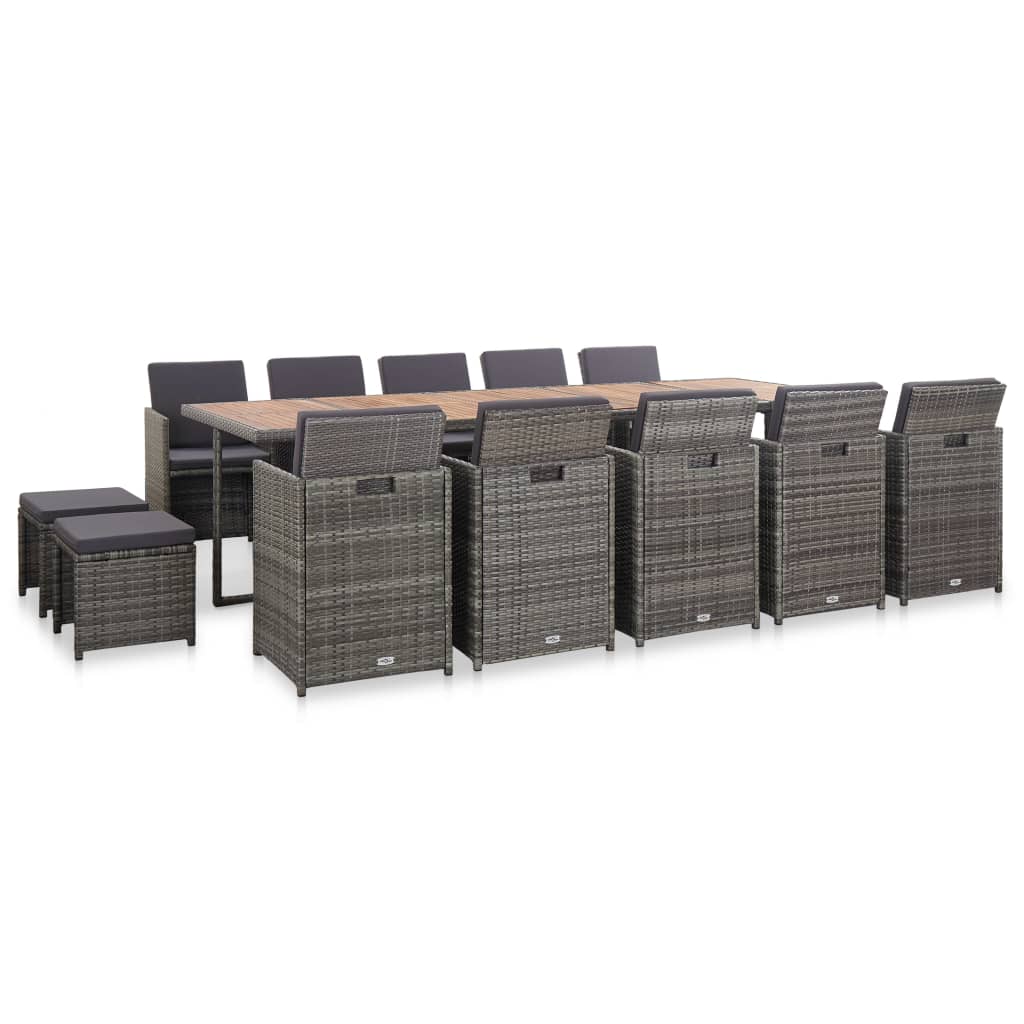 vidaXL Set mobilier de exterior cu perne 15 piese antracit poliratan