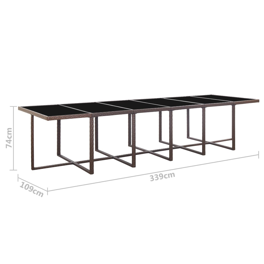 Zunanja jedilna garnitura z blazinami 17-delna poli ratan rjava - slika 13