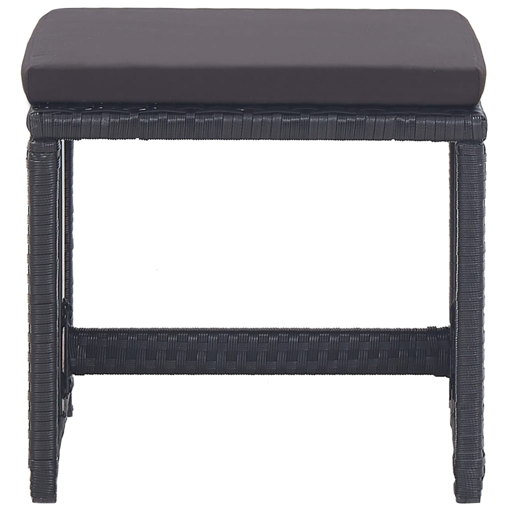 Градински комплект с възглавници, 17 части, полиратан, черен