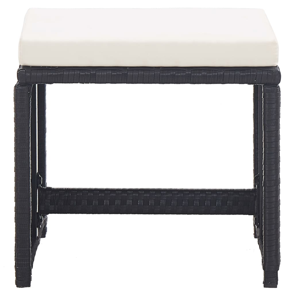 Градински комплект с възглавници, 17 части, черен полиратан