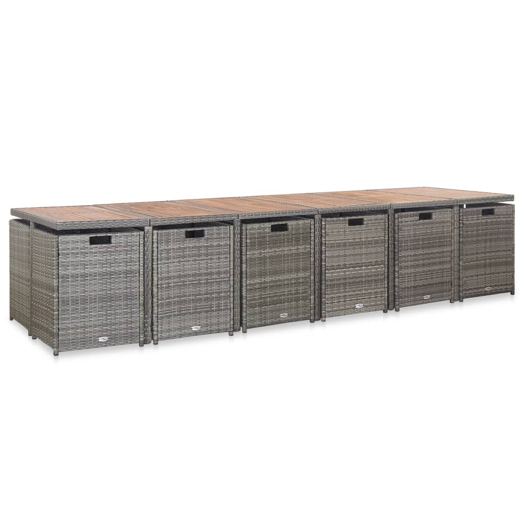 Thumbnail - vidaXL 17-tlg. Garten-Essgruppe mit Auflagen Poly Rattan Grau