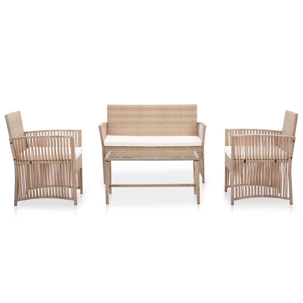 Thumbnail - vidaXL 4-tlg. Garten-Lounge-Set mit Auflage Poly Rattan Beige