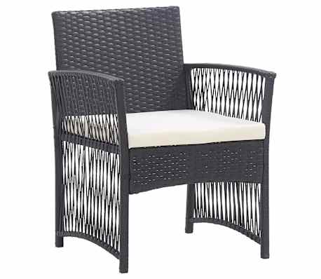 vidaXL Fauteuils de jardin avec coussins lot de 2 Noir R&eacute;sine tress&eacute;e