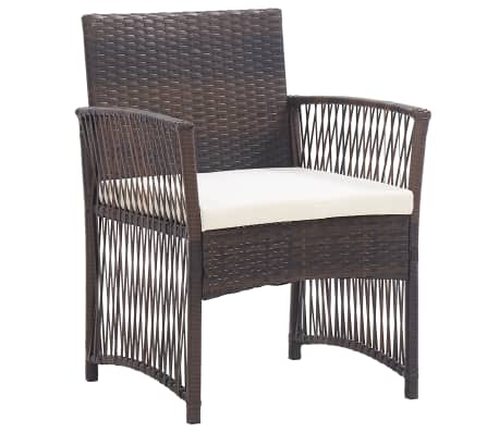 vidaXL Fauteuils de jardin et coussins lot de 2 Marron R&eacute;sine tress&eacute;e
