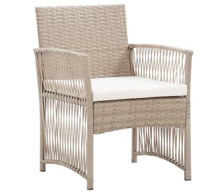 vidaXL Fauteuils de jardin avec coussins lot de 2 Beige R&eacute;sine tress&eacute;e
