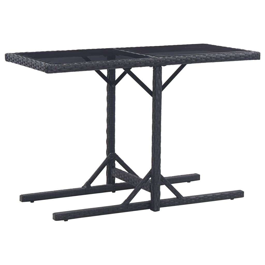 

vidaXL Patio Table Black 43.3"x20.9"x28.3" Glass and Poly Rattan