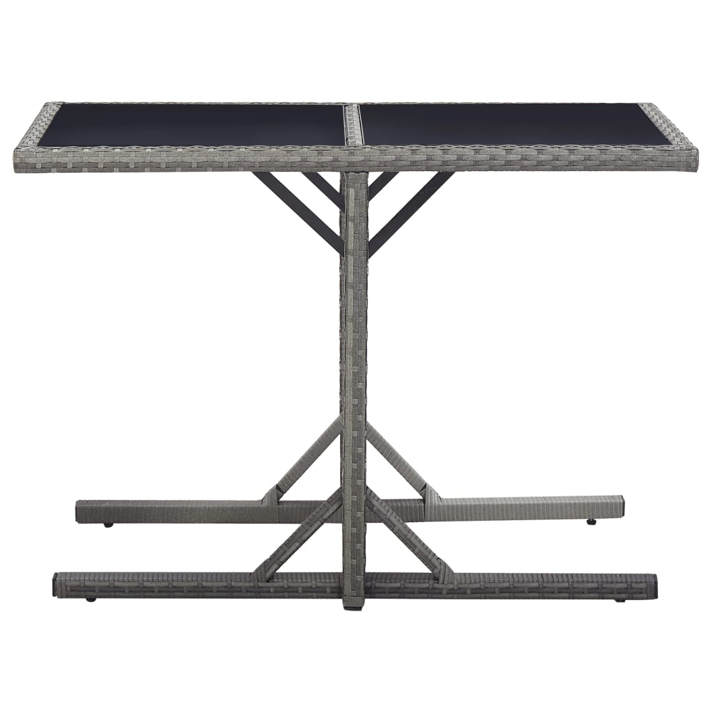 

vidaXL Tuintafel 110x53x72 cm glas en poly rattan antraciet