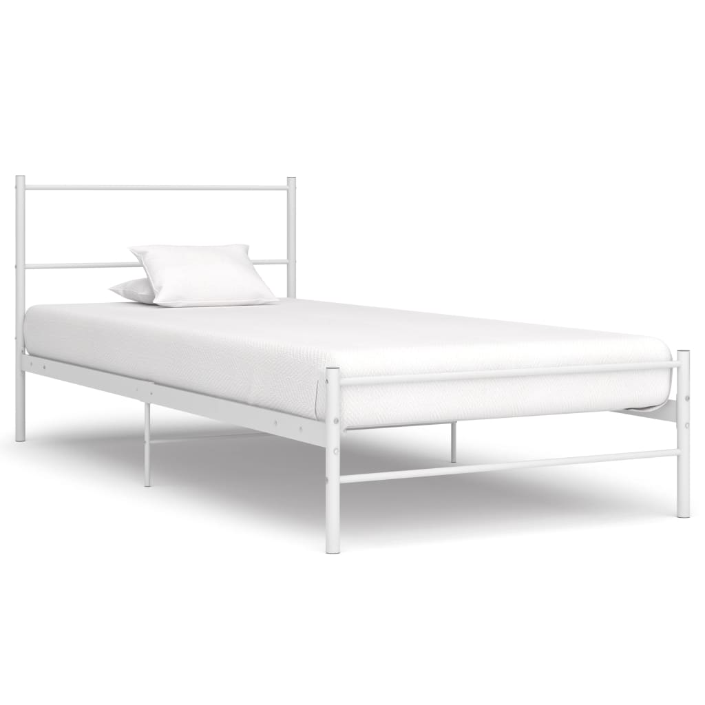 Bett Weiß Metall 90×200 cm