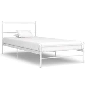vidaXL voodiraam valge, metall, 90 x 200 cm