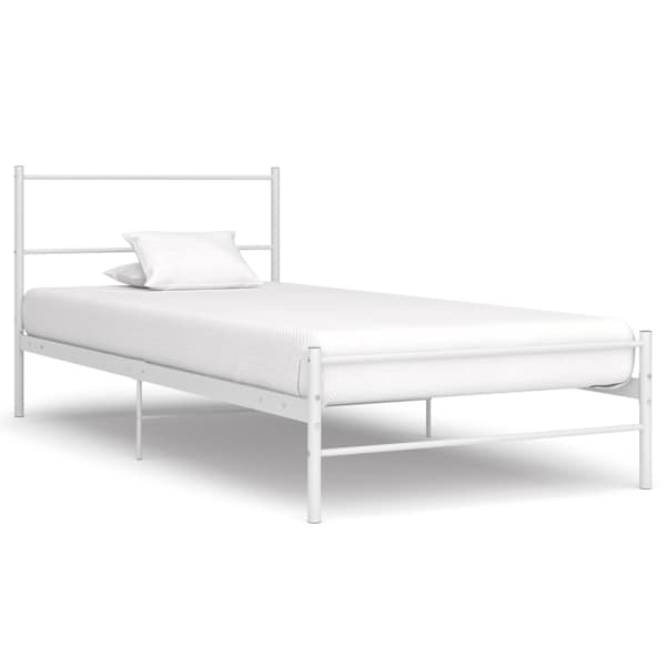 vidaXL voodiraam valge, metall, 90 x 200 cm
