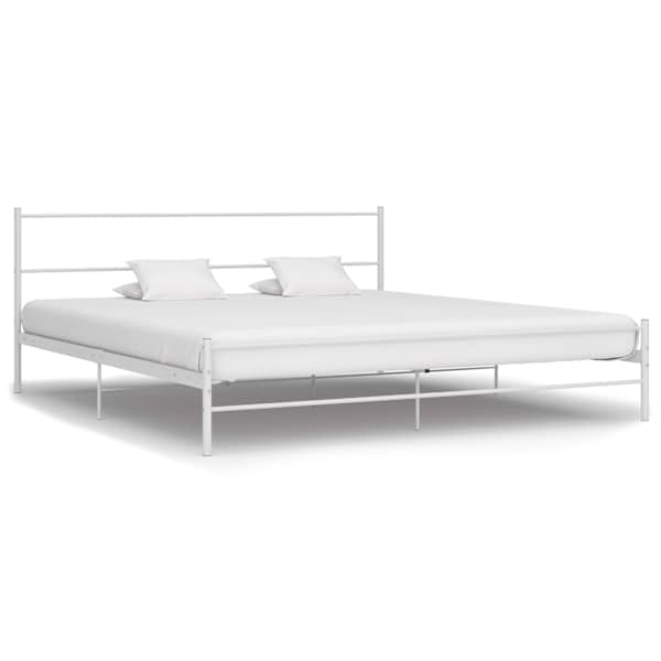 vidaXL voodiraam, valge, metall, 200 x 200 cm