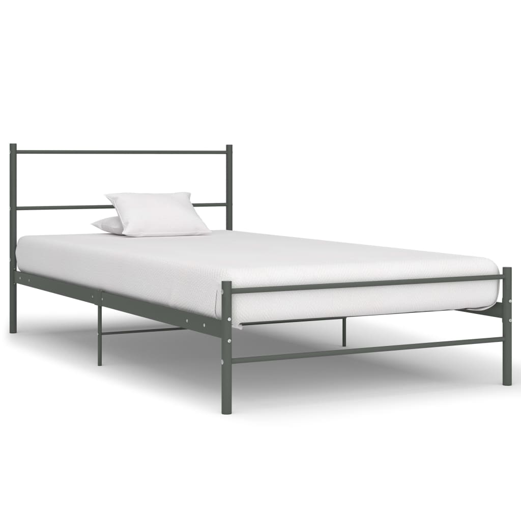 vidaXL Sängynrunko harmaa metalli 90x200 cm