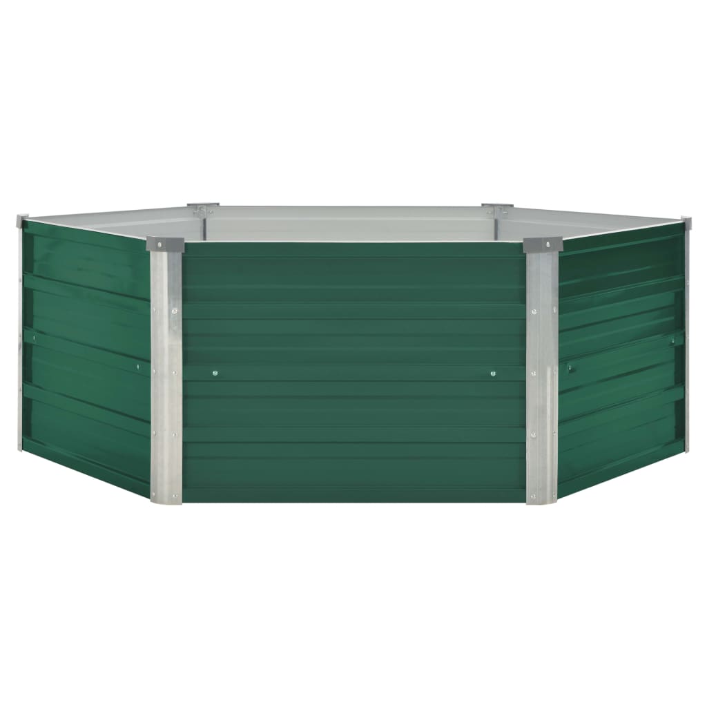 vidaXL Strat înălțat de grădină, verde, 129x129x46 cm, oțel galvanizat