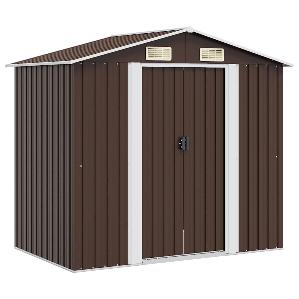 vidaXL Zahradní domek na nářadí hnědý 204 x 132 x 186 cm ocel