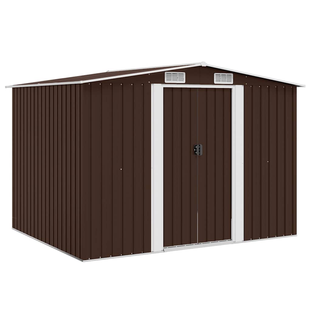 vidaXL Zahradní domek na nářadí hnědý 257 x 205 x 178 cm ocel