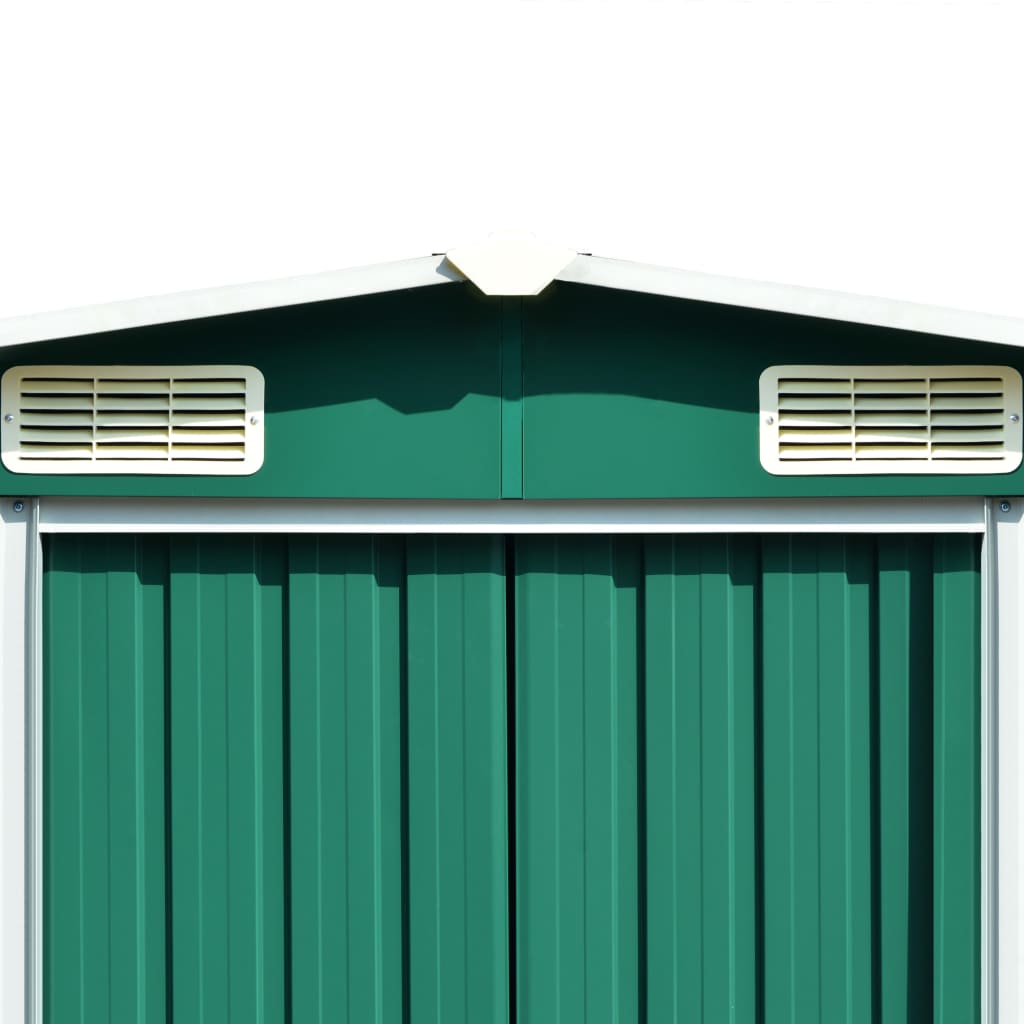 vidaXL Garden Shed Green 101.2"x389.8"x71.3" Galvanized steel