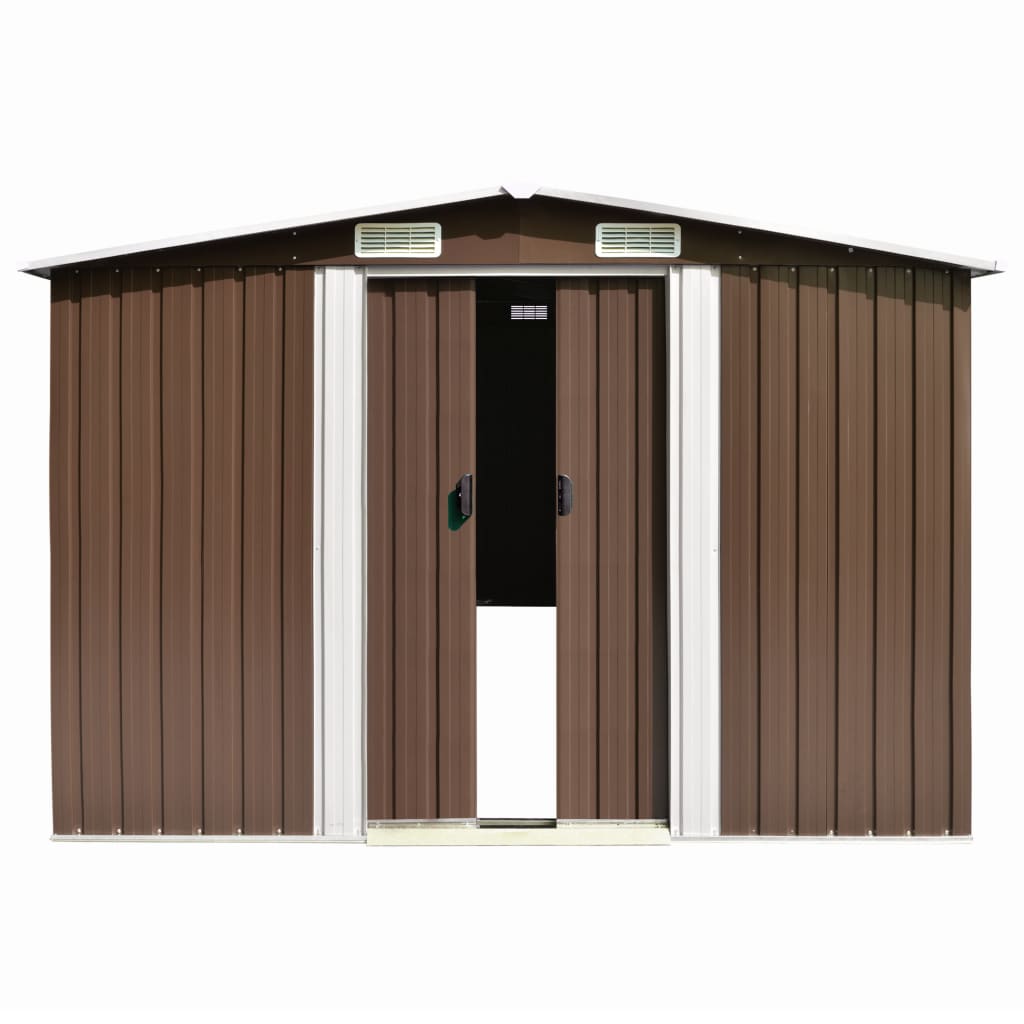 vidaXL Garden Shed Brown 101.2"x389.8"x71.3" Galvanized steel