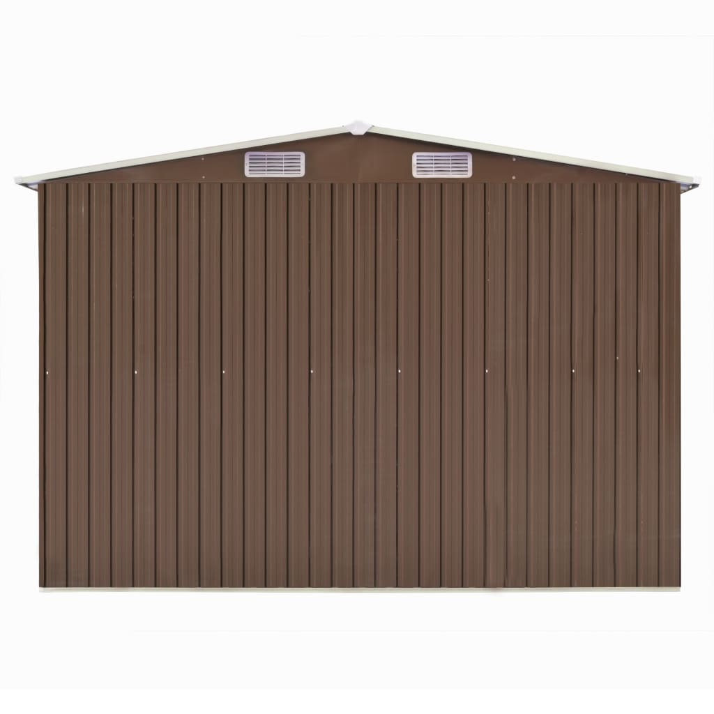 vidaXL Garden Shed Brown 101.2"x389.8"x71.3" Galvanized steel