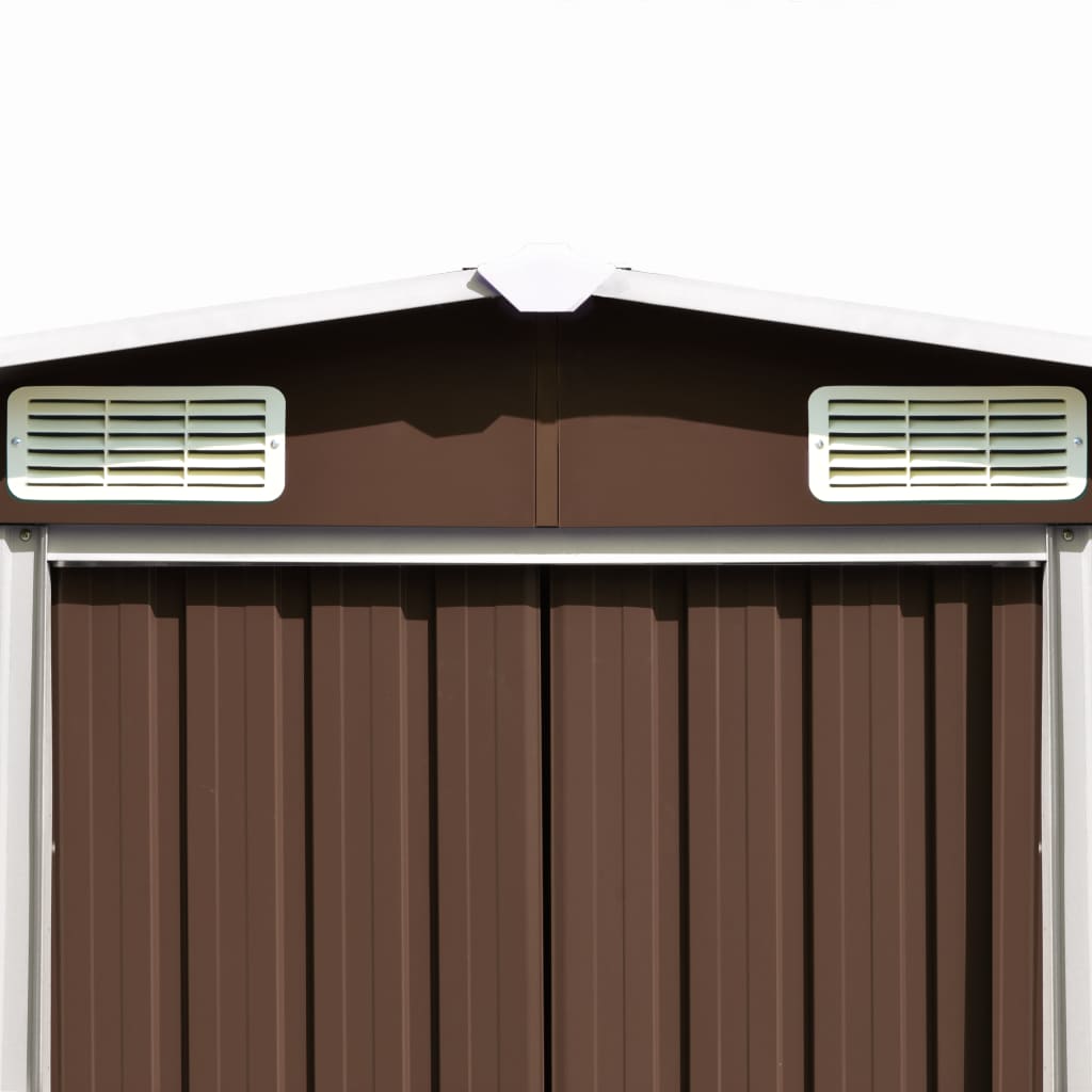 vidaXL Garden Shed Brown 101.2"x389.8"x71.3" Galvanized steel