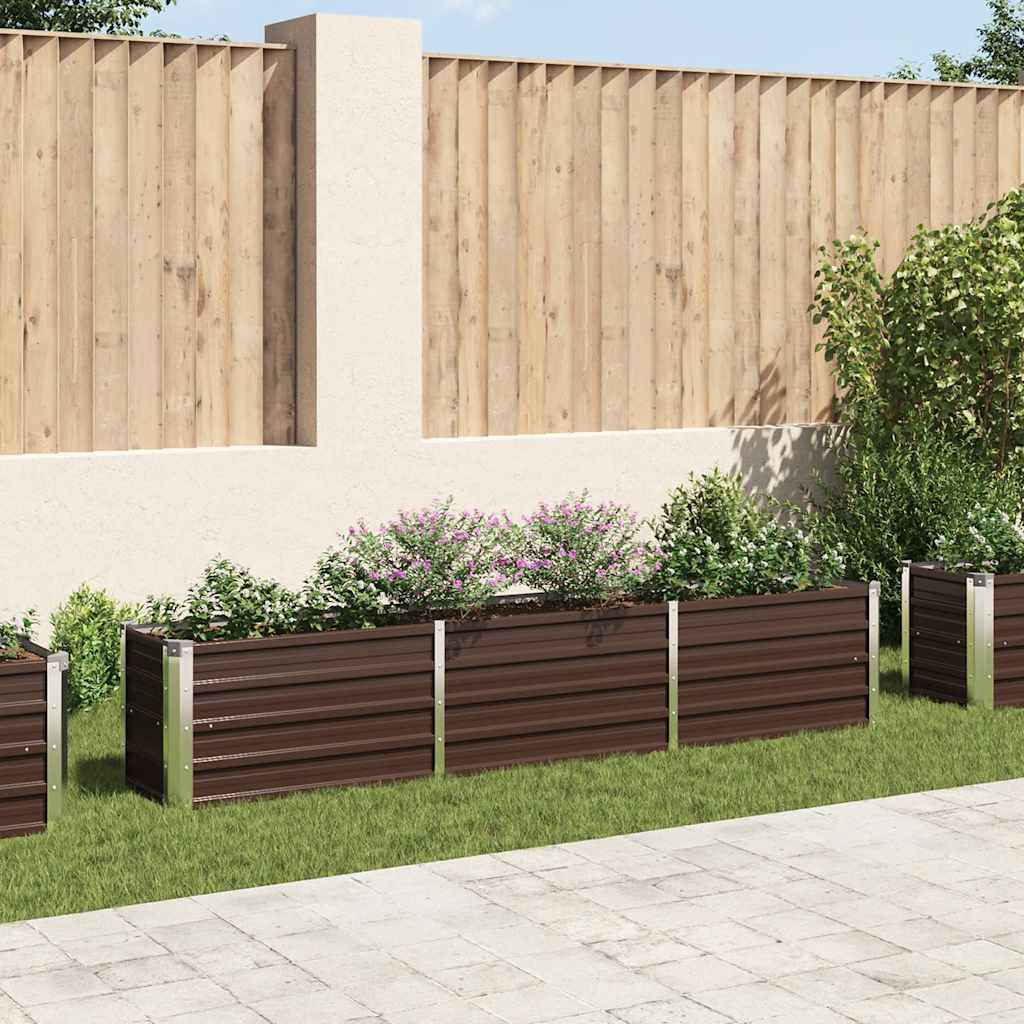 vidaXL Strat înălțat de grădină maro 240 x 40 x 45 cm oțel galvanizat
