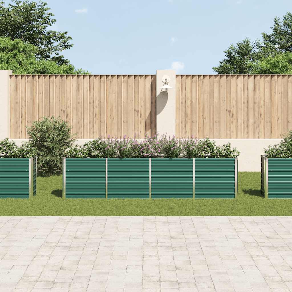 vidaXL Strat înălțat grădină, verde, 320x40x77 cm, oțel galvanizat