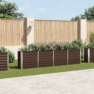 Dvignjeno cvetlično korito 320x40x77 cm pocinkano jeklo rjavo