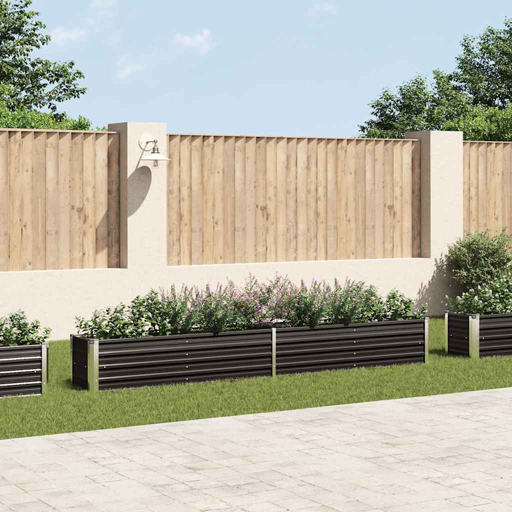 vidaXL Strat înălțat de grădină antracit 320x40x45 cm oțel galvanizat