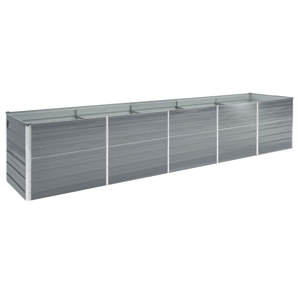 vidaXL Vyvýšený záhon pozinkovaná ocel 400 x 80 x 45 cm šedý