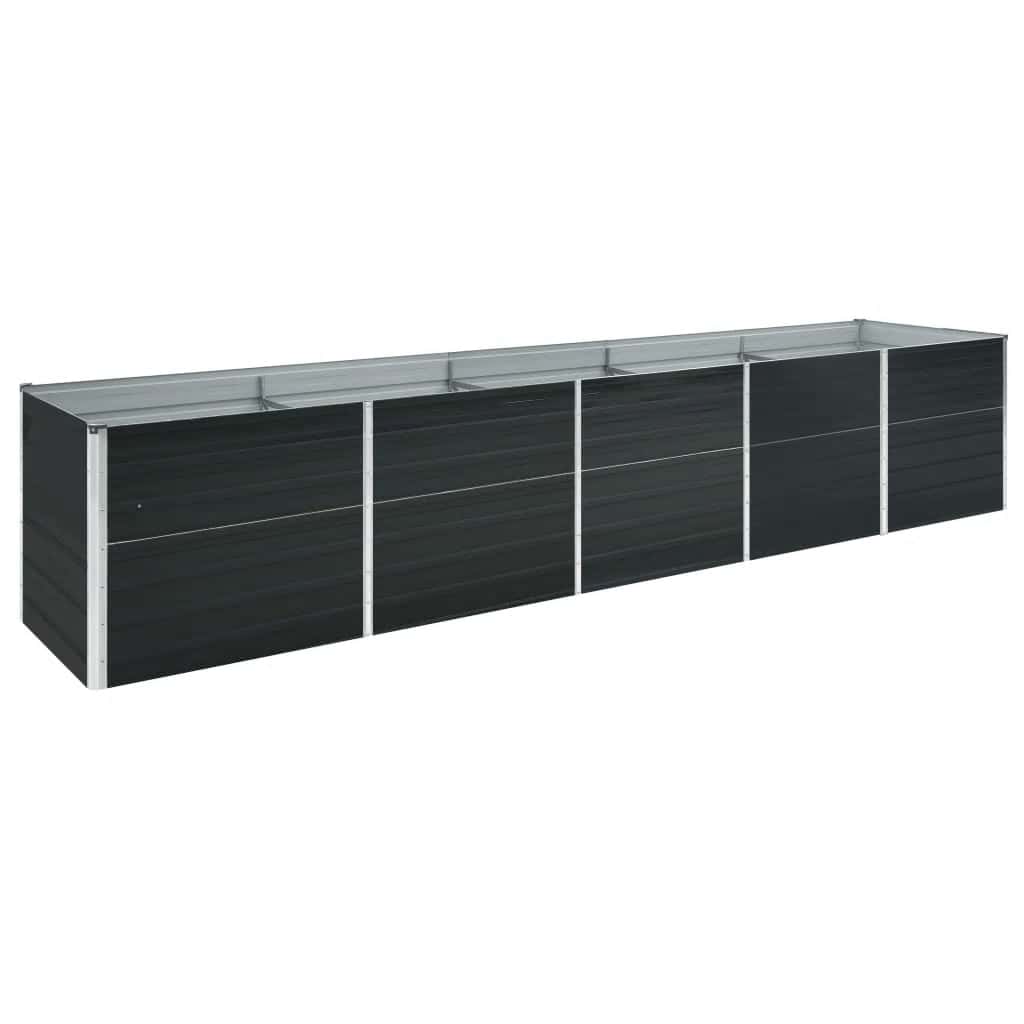 vidaXL Vyvýšený záhon pozinkovaná ocel 400 x 80 x 45 cm antracitový