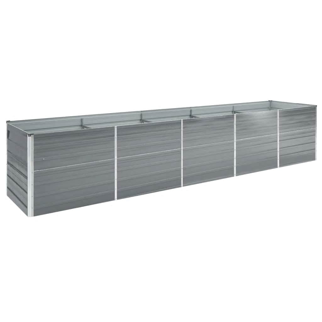 vidaXL Vyvýšený záhon pozinkovaná ocel 400 x 80 x 77 cm šedý