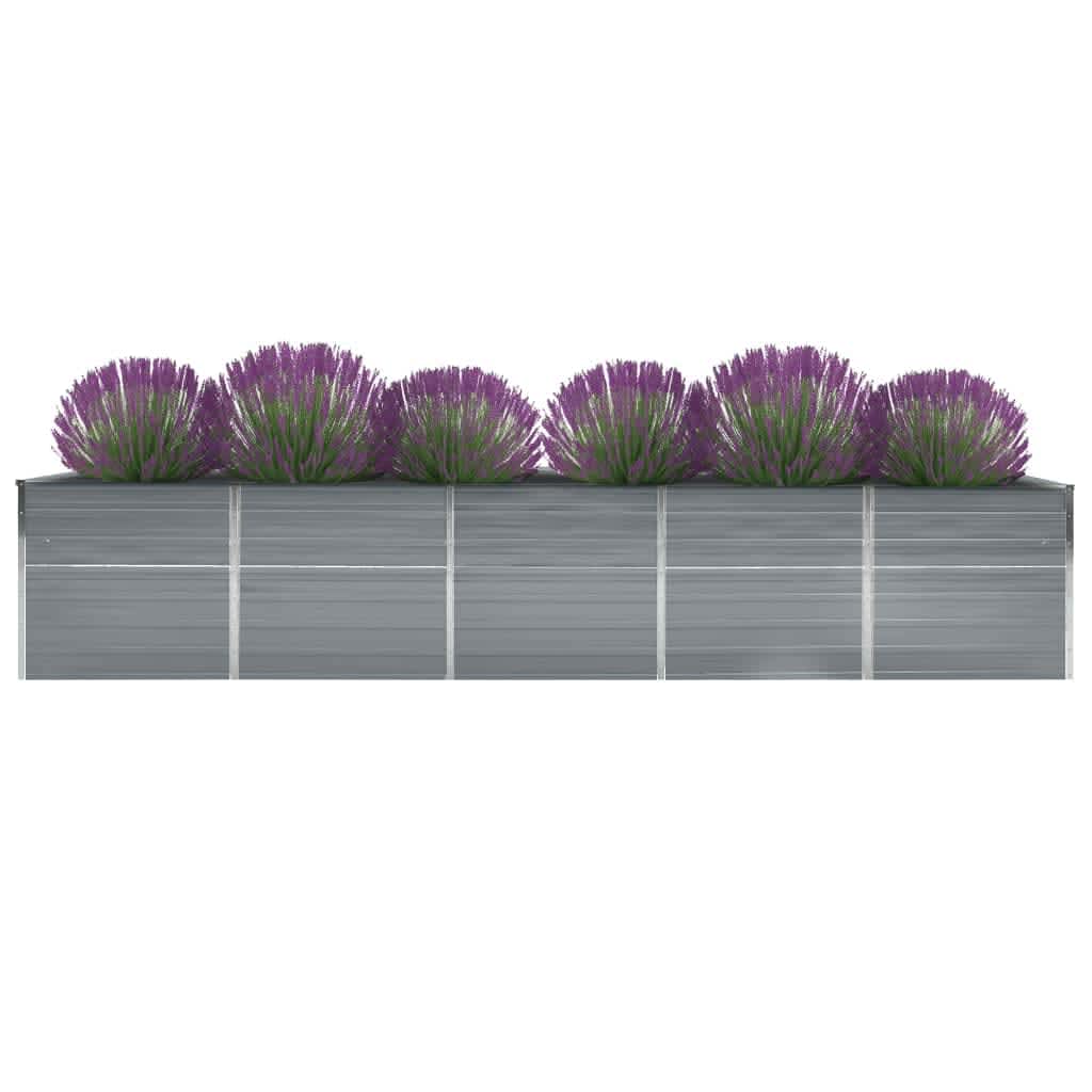 vidaXL Plantenbak verhoogd 400x80x77 cm gegalvaniseerd staal grijs afbeelding