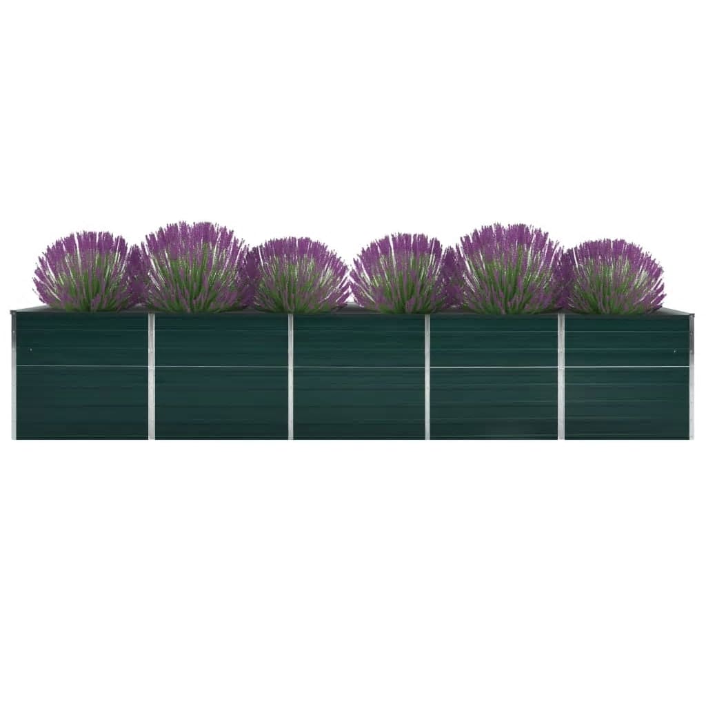 vidaXL Plantenbak verhoogd 400x80x77 cm gegalvaniseerd staal groen afbeelding