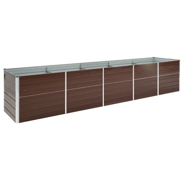 vidaXL aia taimelava tsingitud teras 400 x 80 x 77 cm pruun