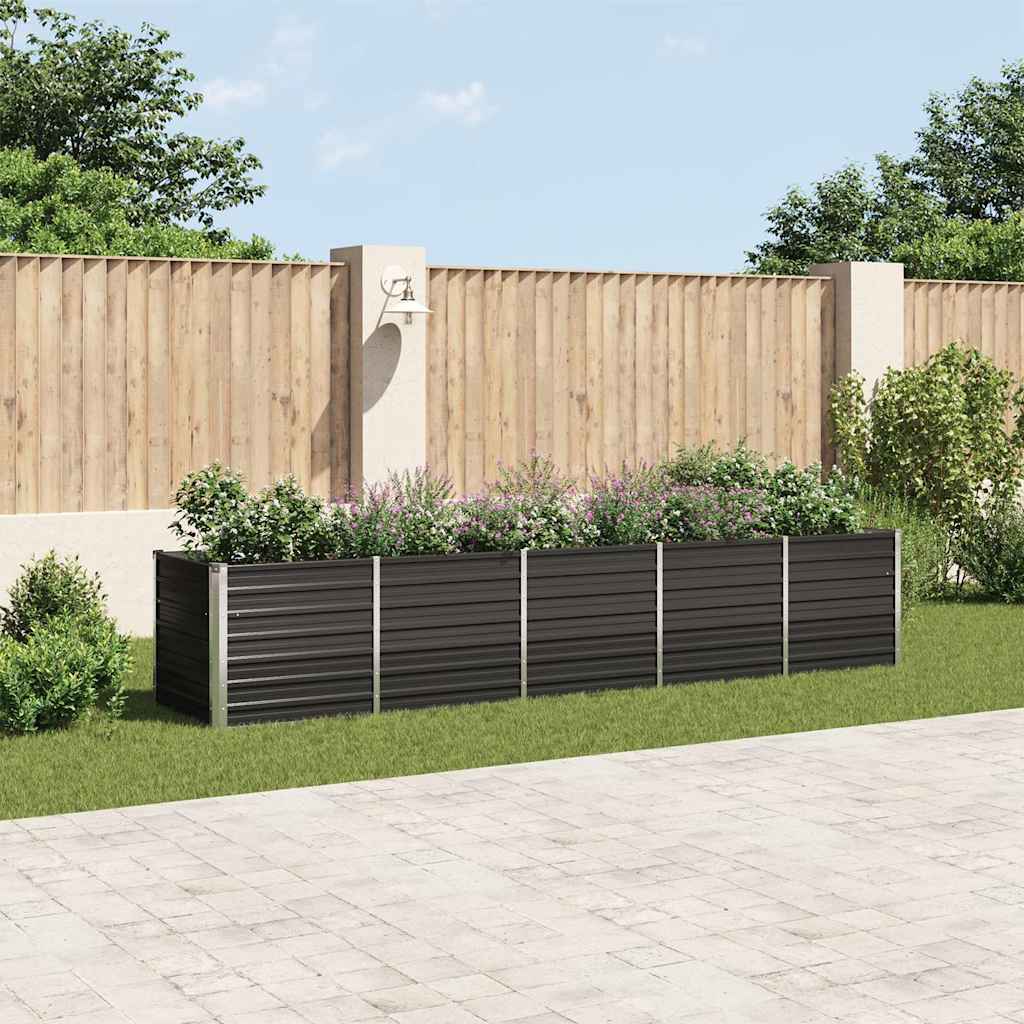 vidaXL forhøjet plantekasse 400x80x77 cm galvaniseret stål antracitgrå