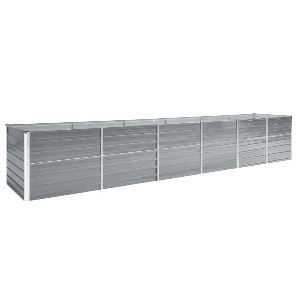 vidaXL Vyvýšený záhon pozinkovaná ocel 480 x 80 x 77 cm šedý