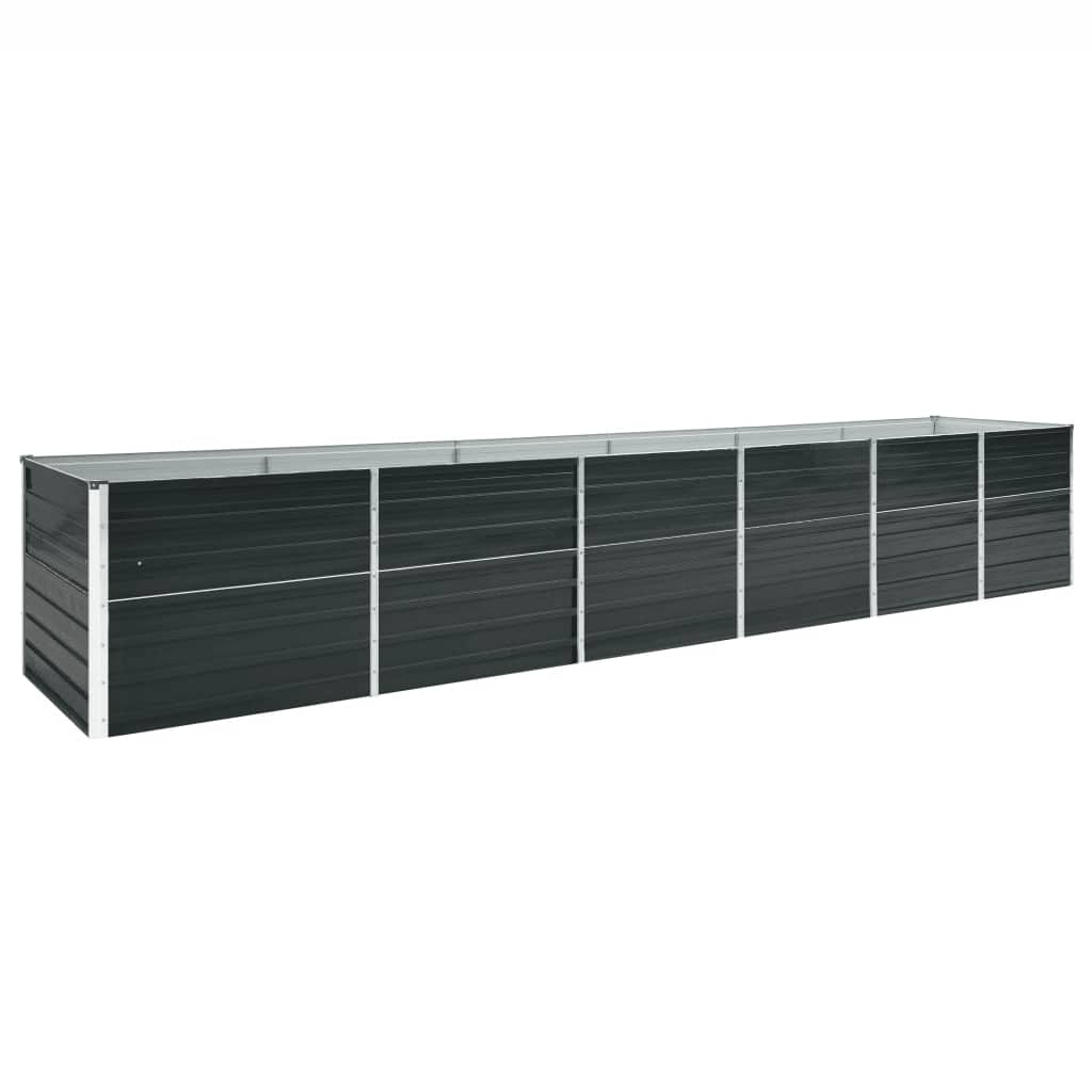 vidaXL forhøjet plantekasse 480x80x77 cm galvaniseret stål antracitgrå