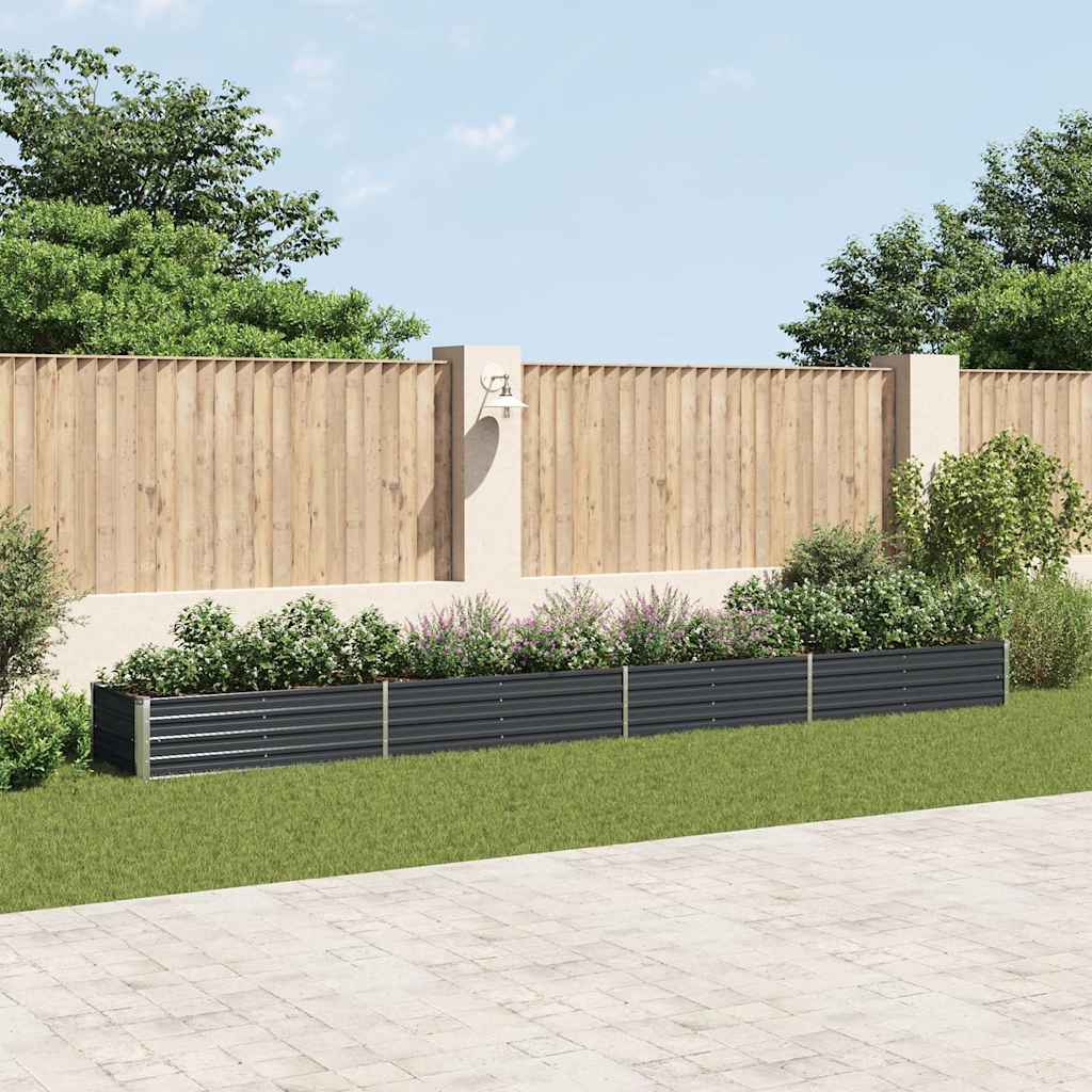 vidaXL hævet plantekasse 600x80x45 cm galvaniseret stål antracitgrå