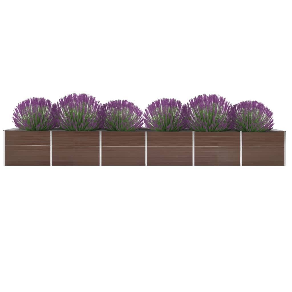 vidaXL Garden Raised Bed Galvanised Steel 600x80x77 cm Brown