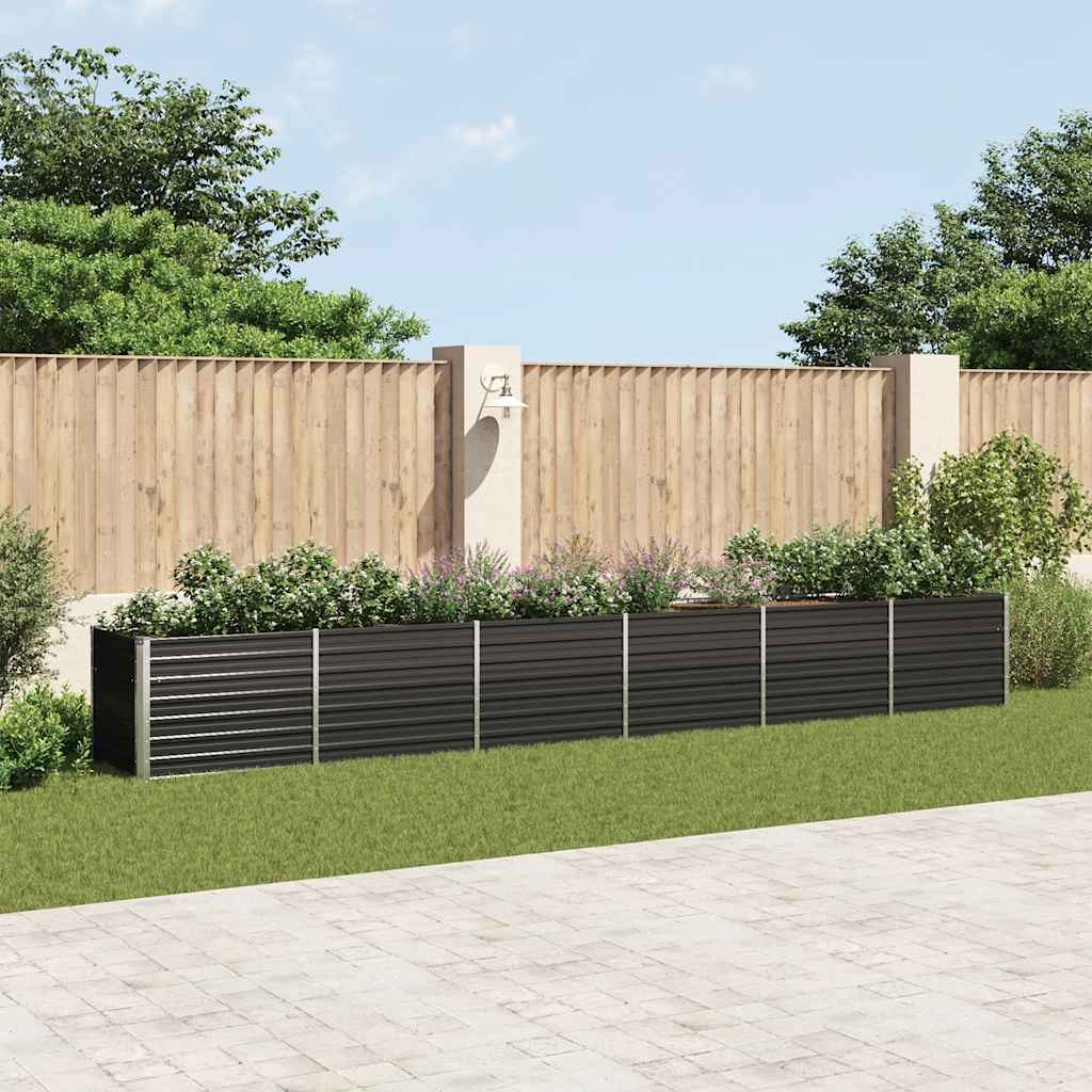 vidaXL Strat înălțat de grădină antracit 600x80x77cm oțel galvanizat