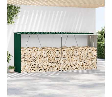 vidaXL Brennholzlager Verzinkter Stahl 330x84x152 cm Gr&uuml;n