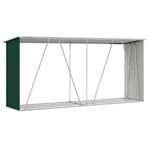 Zahradní kůlna na dříví pozinkovaná ocel 330x84x152 cm zelená - obrázek 8