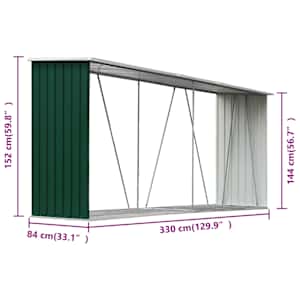 Zahradní kůlna na dříví pozinkovaná ocel 330x84x152 cm zelená - obrázek 10
