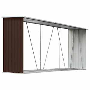 Zahradní kůlna na dříví pozinkovaná ocel 330x84x152 cm hnědá - obrázek 2