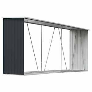 Zahradní kůlna na dříví pozinkovaná ocel 330x84x152 cm antracit - obrázek 2