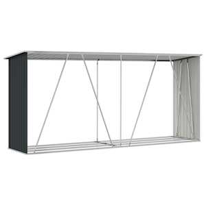 Zahradní kůlna na dříví pozinkovaná ocel 330x84x152 cm antracit - obrázek 8