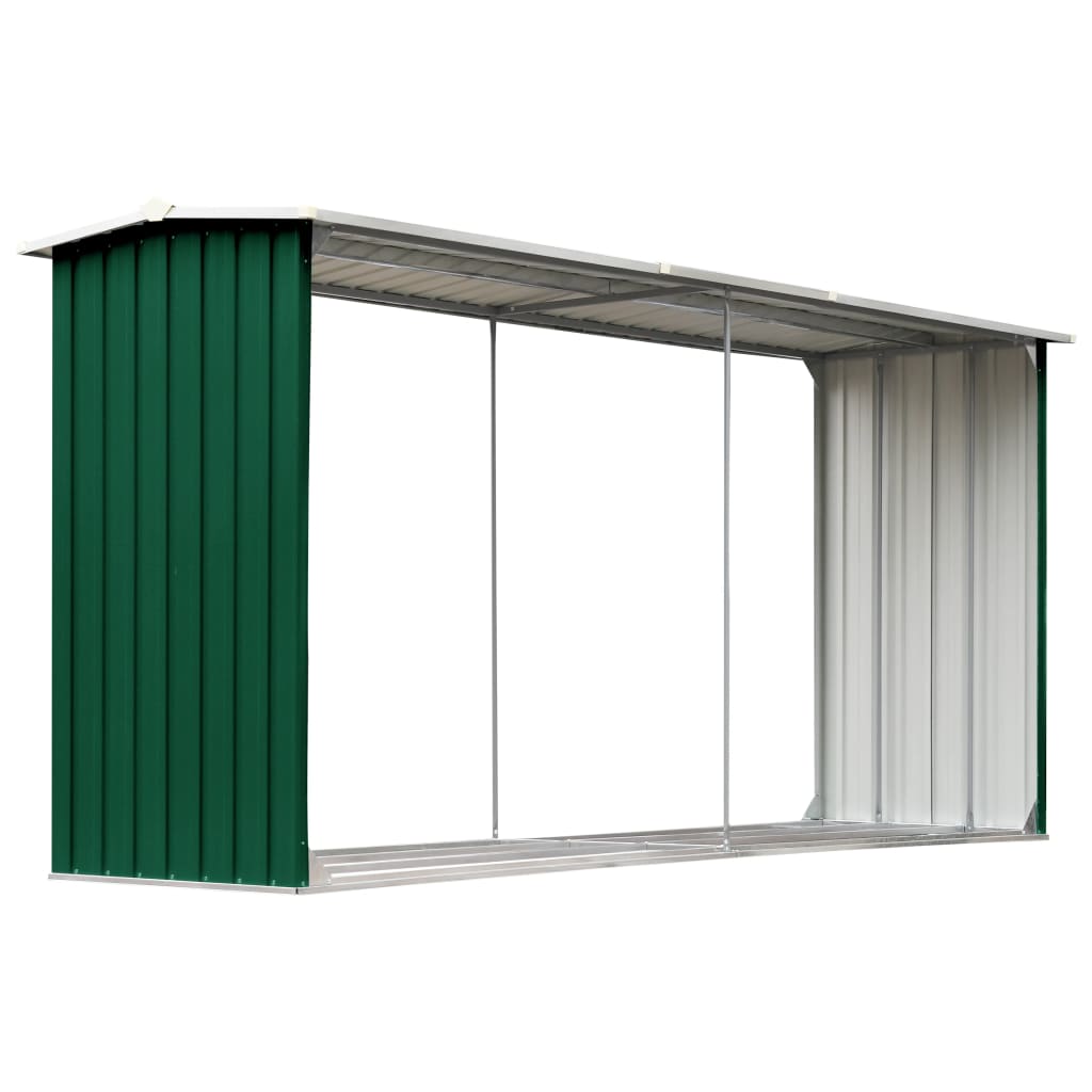  Abri de stockage de bois Acier galvanisé 330x92x153 cm Vert