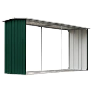 Zahradní kůlna na dříví pozinkovaná ocel 330x92x153 cm zelená - obrázek 2