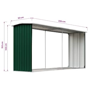 Zahradní kůlna na dříví pozinkovaná ocel 330x92x153 cm zelená - obrázek 6